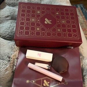 Burgundy and Gold Decorative olive and June box with nail items
